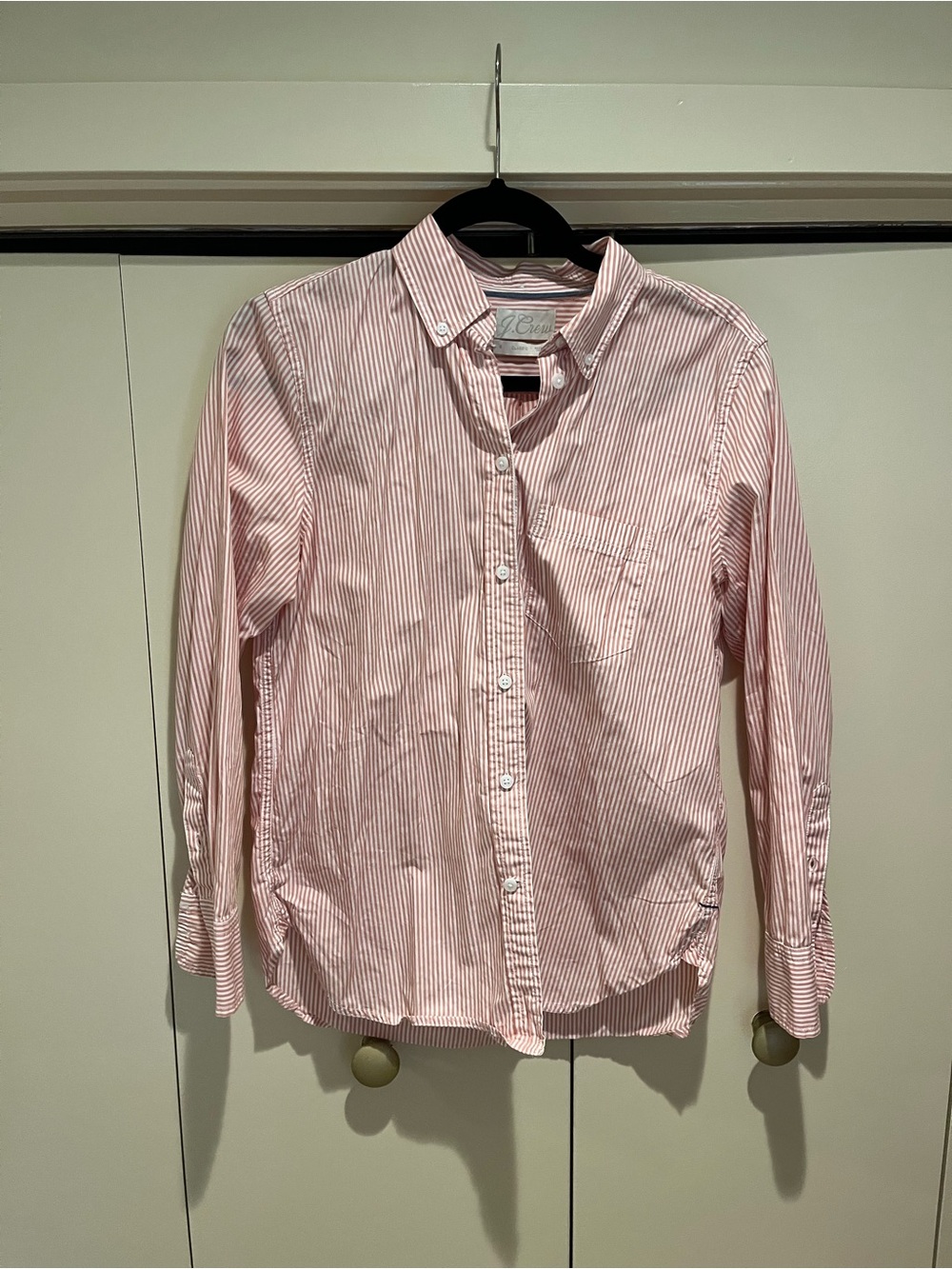 J. Crew Pink & White Striped Button-Down Shirt